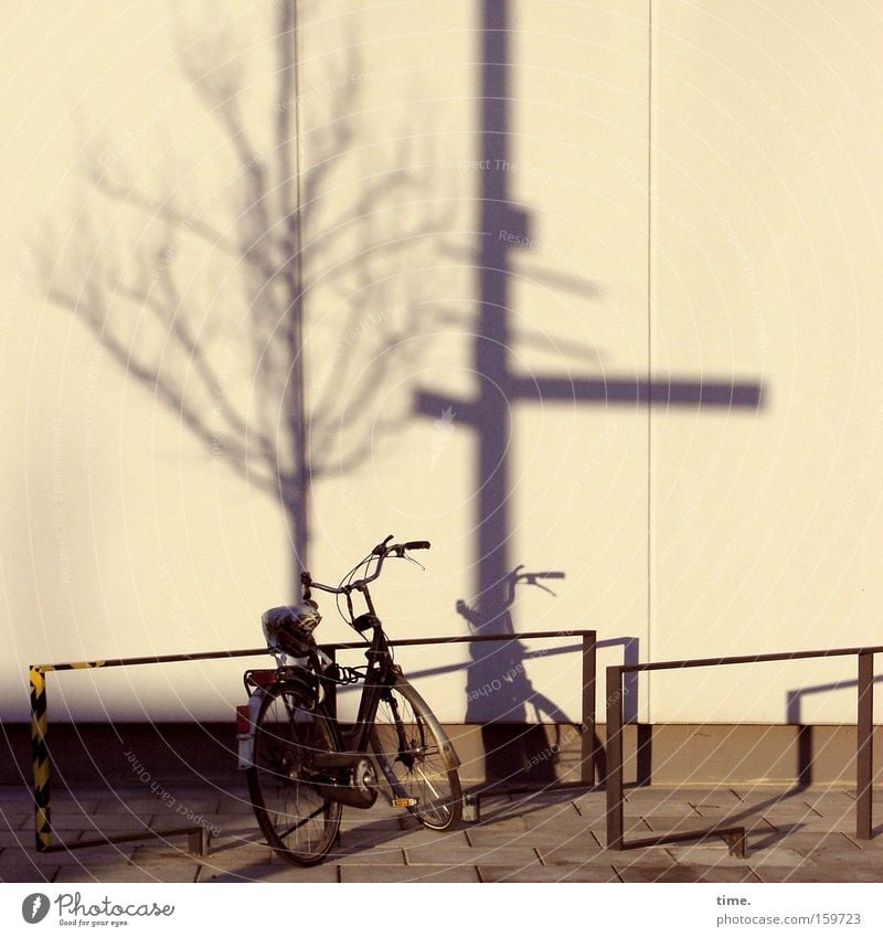 HB09.1 - Spätschicht Fahrrad Baum Mauer Wand Verkehr Wege & Pfade Schilder & Markierungen stehen Stadt Leben Endzeitstimmung Inspiration Stimmung Irritation