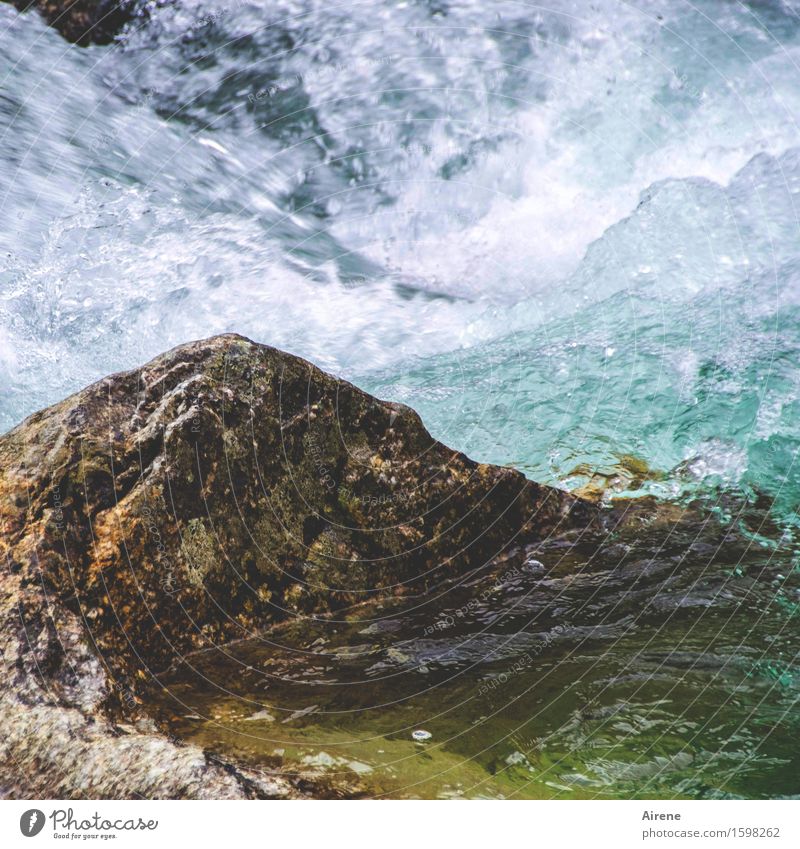 Schneeschmelze Urelemente Wasser Klima Klimawandel Wetter Schönes Wetter Felsen Wellen Bach Wasserfall Wildbach Wildwasser Stein Flüssigkeit kalt nass