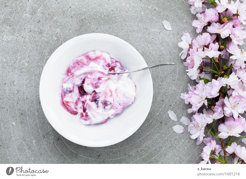 Kirschquark Lebensmittel Joghurt Milcherzeugnisse Ernährung Frühstück Vegetarische Ernährung Diät Schalen & Schüsseln Gesunde Ernährung frisch Gesundheit lecker