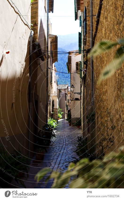 Mediterrane Gasse Dorf Kleinstadt Stadtzentrum Menschenleer Haus Verkehr Verkehrswege Personenverkehr Straße Wegkreuzung Erholung mediterran Altstadt