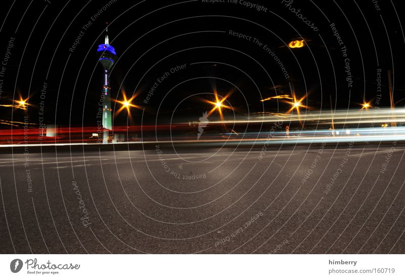 from disco to disco Verkehr Geschwindigkeit Straße Güterverkehr & Logistik Beleuchtung Autobahn Rennsport Straßenbeleuchtung Stadt Düsseldorf Verkehrswege Turm