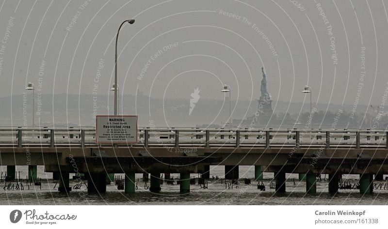 Miss Liberty. New York City New York State Manhattan Wasser Hafen Nebel Ferne Amerika Freiheit Begrüßung Willkommen Statue of Liberty USA Freiheitsstatue Stadt