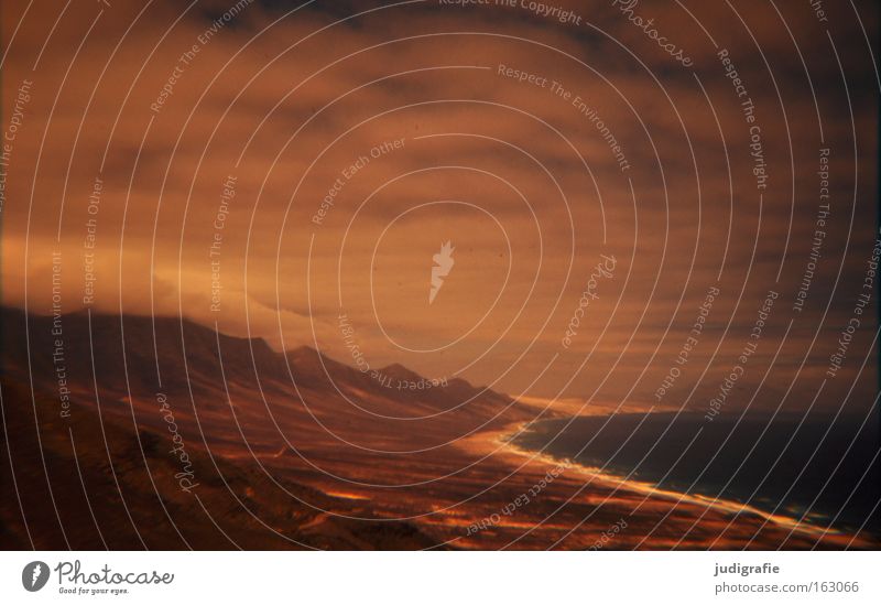 Rücksicht/Durchsicht Fuerteventura Insel Küste Himmel Wolken Meer Atlantik Unwetter Dia Experiment unheimlich Farbe Strand