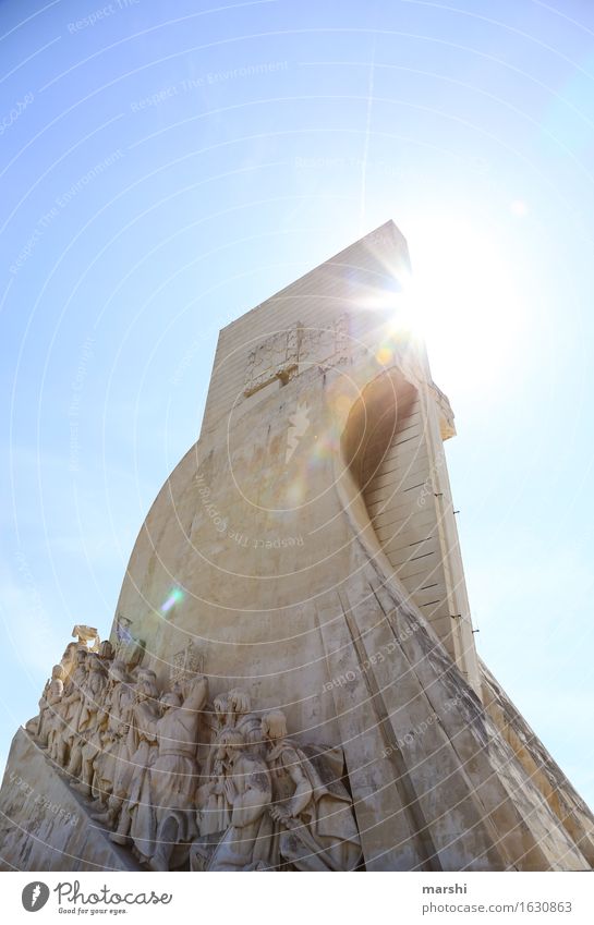 Entdecker Stadt Hauptstadt Stadtzentrum bevölkert Sehenswürdigkeit Denkmal Gefühle Stimmung Belém Lissabon Portugal entdecken Abenteurer Gegenlicht Himmel