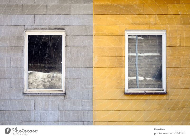 Doppelhaus Farbfoto Gedeckte Farben Außenaufnahme Detailaufnahme Experiment Muster Menschenleer Textfreiraum oben Textfreiraum unten Tag Kontrast