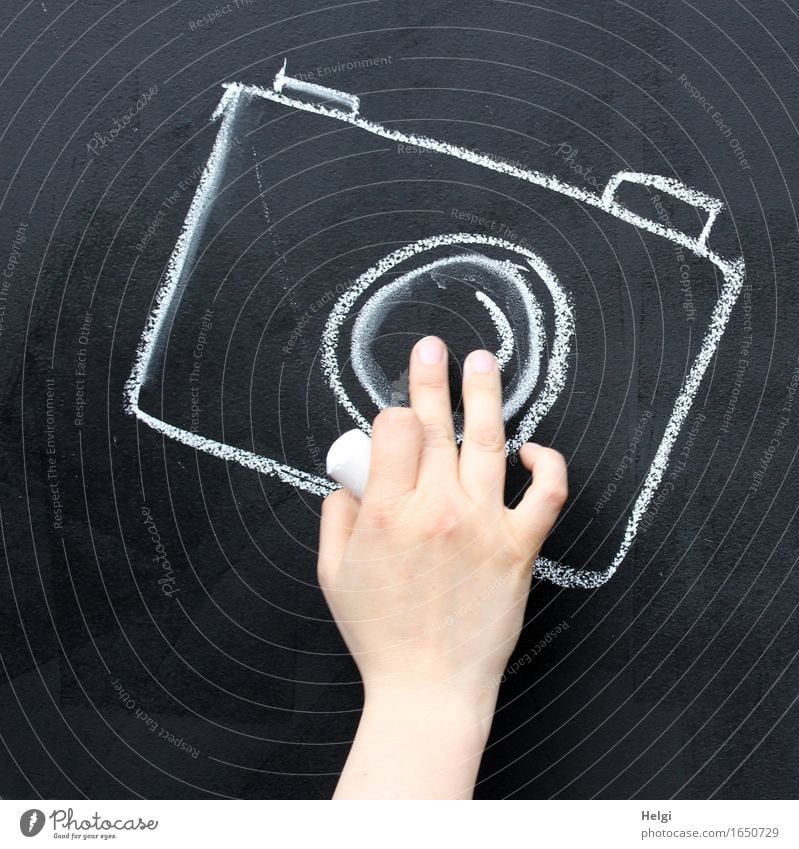 Handarbeit Mensch feminin Erwachsene Finger Dekoration & Verzierung Kreide Fotokamera Zeichnung Tafel außergewöhnlich einzigartig rosa schwarz weiß Freude