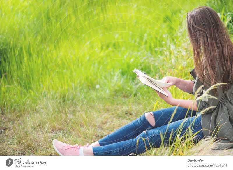 nichts über ein gutes Buch Lifestyle elegant Freude Glück schön Bildung Schule lernen Schüler Prüfung & Examen Mensch feminin Frau Erwachsene Jugendliche Leben