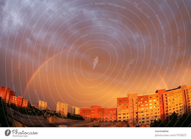 die Farben danach Farbfoto Dämmerung Licht Lichterscheinung Sonnenstrahlen Häusliches Leben Wohnung Terasse Dachgarten Umwelt Wolken Gewitterwolken Sommer