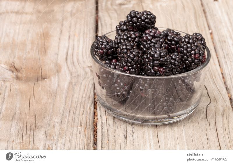 Klarglasschüssel reife Brombeeren Lebensmittel Frucht Ernährung Essen Frühstück Picknick Bioprodukte Vegetarische Ernährung Diät Lifestyle Gesundheit