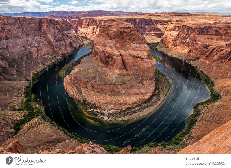 Lieblingsplatz Ferien & Urlaub & Reisen Sommerurlaub Natur Landschaft Himmel Horizont Klima Felsen Schlucht Grand Canyon Glen Canyon Horseshoe Bend Fluss