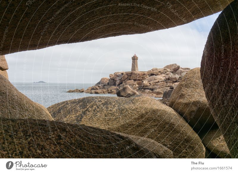 Durchblick Ferien & Urlaub & Reisen Tourismus Meer Insel Wellen Landschaft Küste Bucht Atlantik Ploumanach Cote de Granit Rose Bretagne Frankreich Europa Stein