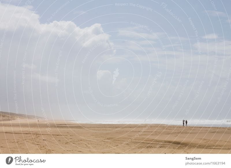 Atlantikstrand Frankreich I Ferien & Urlaub & Reisen Ferne Freiheit Sommer Sommerurlaub Strand Meer Wellen Mensch 2 Natur Landschaft Sand Wasser Himmel Wolken