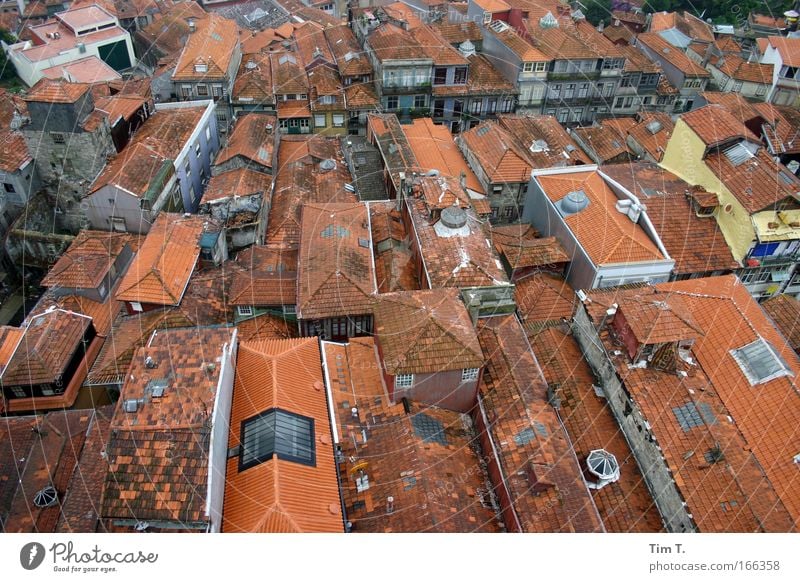 Portos Dächer Farbfoto Außenaufnahme Luftaufnahme Menschenleer Tag Vogelperspektive Ferien & Urlaub & Reisen Sightseeing Städtereise Haus Portugal Europa Stadt