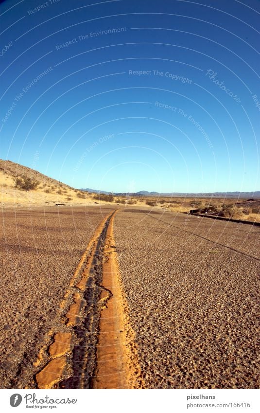 don't cross the line Umwelt Natur Landschaft Erde Sand Luft Himmel Wolkenloser Himmel Horizont Sommer Wetter Schönes Wetter Wärme Sträucher Wüste Menschenleer