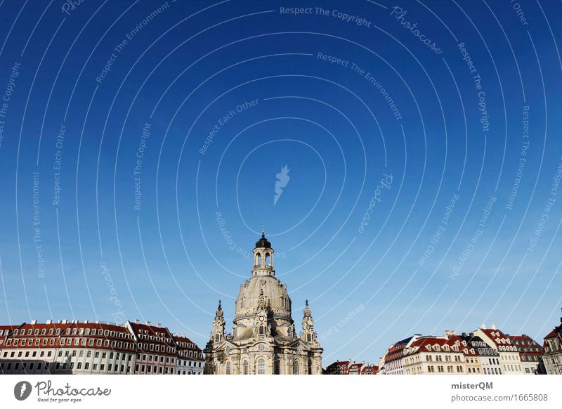 Dresden I Kunst Gemälde ästhetisch Frauenkirche Deutschland Sehenswürdigkeit Skyline historisch Blauer Himmel Renaissance Kirche Religion & Glaube Farbfoto