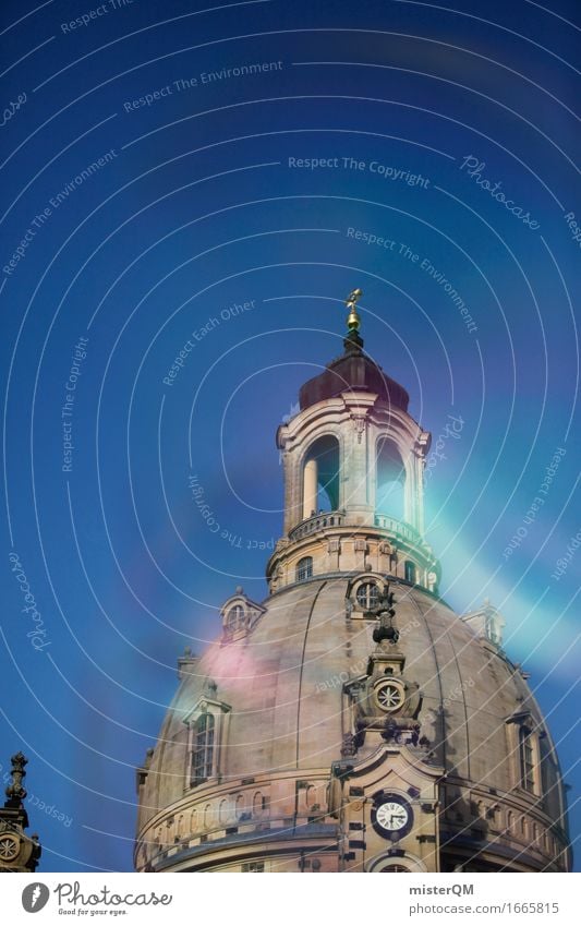 Dresden II Kunst Architektur ästhetisch Gebäude Gebäudeteil Frauenkirche Dach Blauer Himmel Kirche Farbfoto Außenaufnahme Experiment abstrakt Menschenleer