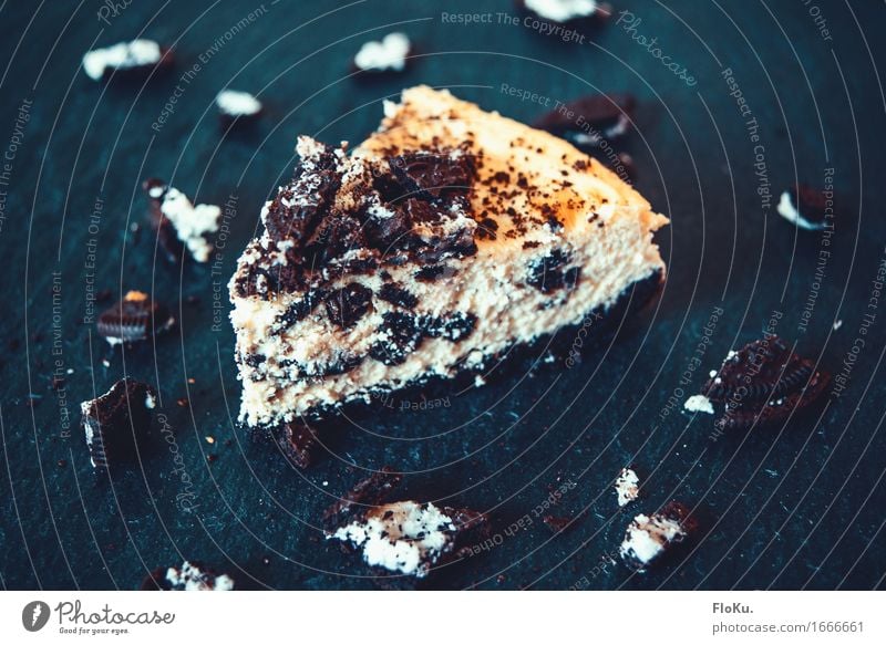 Oreo-Crumble Cheesecake Lebensmittel Teigwaren Backwaren Kuchen Dessert Süßwaren Ernährung Essen Kaffeetrinken Vegetarische Ernährung schön lecker süß blau gelb