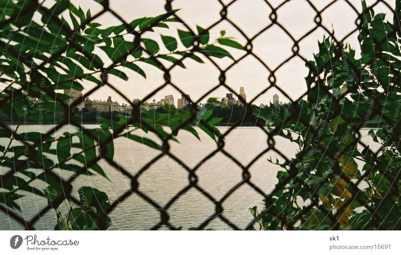 Central fence New York City Central Park Zaun grün Hochhaus Wasser