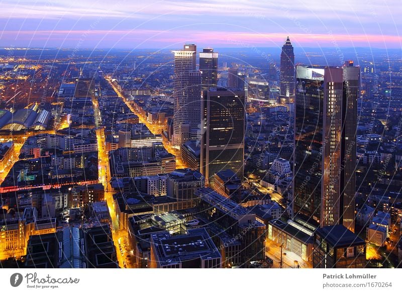 Lichterpfade Frankfurt am Main Arbeitsplatz Büro Wirtschaft Kapitalwirtschaft Börse Geldinstitut Business Umwelt Himmel Horizont Schönes Wetter Hessen