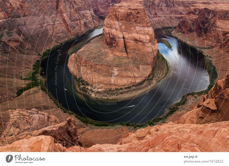 linksrum Ferien & Urlaub & Reisen Tourismus Sommerurlaub Natur Landschaft Felsen Schlucht Glen Canyon Grand Canyon Horseshoe Bend Fluss Colorado River Page