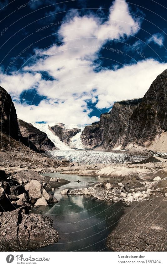 Austerdalsbreen Ferien & Urlaub & Reisen Abenteuer Ferne Natur Landschaft Urelemente Luft Wasser Himmel Wolken Klima Klimawandel Eis Frost Felsen