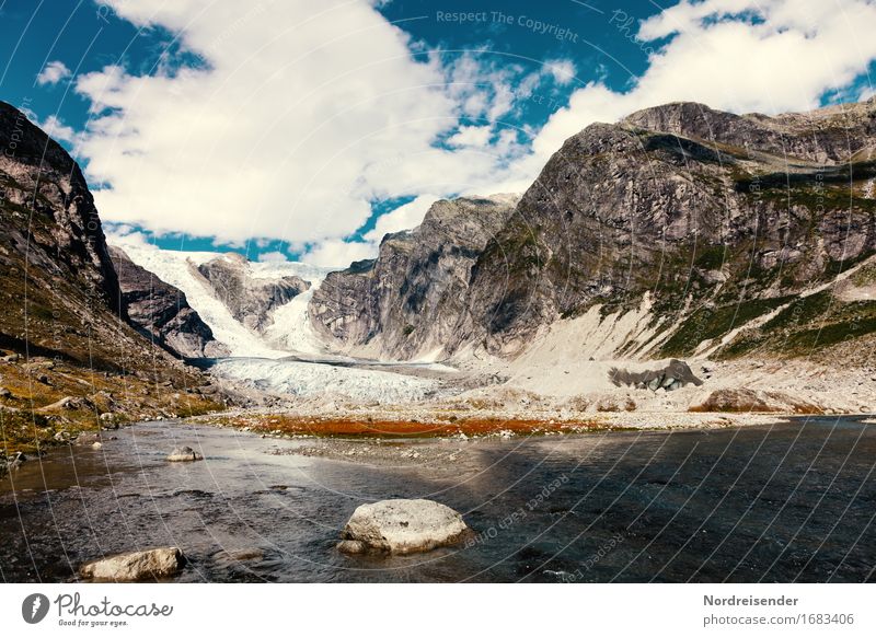 Austerdalsbreen Ferien & Urlaub & Reisen Ferne Berge u. Gebirge wandern Natur Landschaft Urelemente Wasser Himmel Wolken Klima Klimawandel Schönes Wetter Felsen