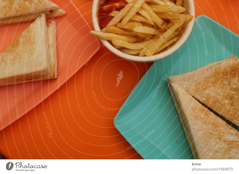 Sommer-Toast Ernährung Mittagessen Fastfood ästhetisch Fröhlichkeit trendy lustig retro orange türkis Freude Lebensfreude Coolness Optimismus Nostalgie