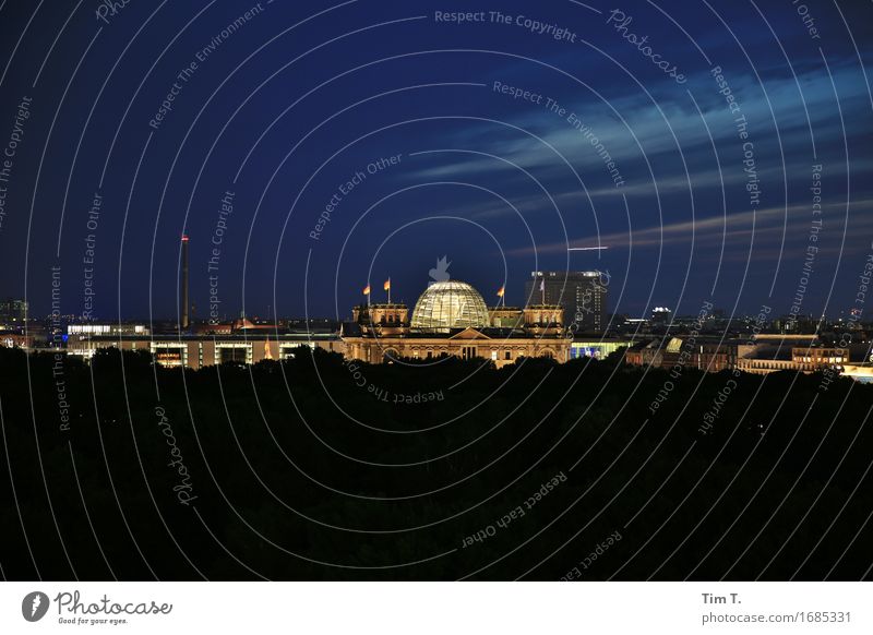 Berlin / Nacht Stadt Hauptstadt Stadtzentrum Skyline Menschenleer Haus Sehenswürdigkeit Wahrzeichen Deutscher Bundestag Tourismus Tiergarten Regierungssitz