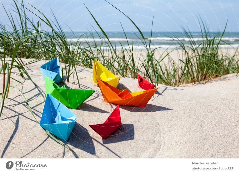 Sommerzeit Spielen Basteln Ferien & Urlaub & Reisen Sommerurlaub Strand Wellen Sand Wasser Wolkenloser Himmel Schönes Wetter Gras Nordsee Ostsee Meer