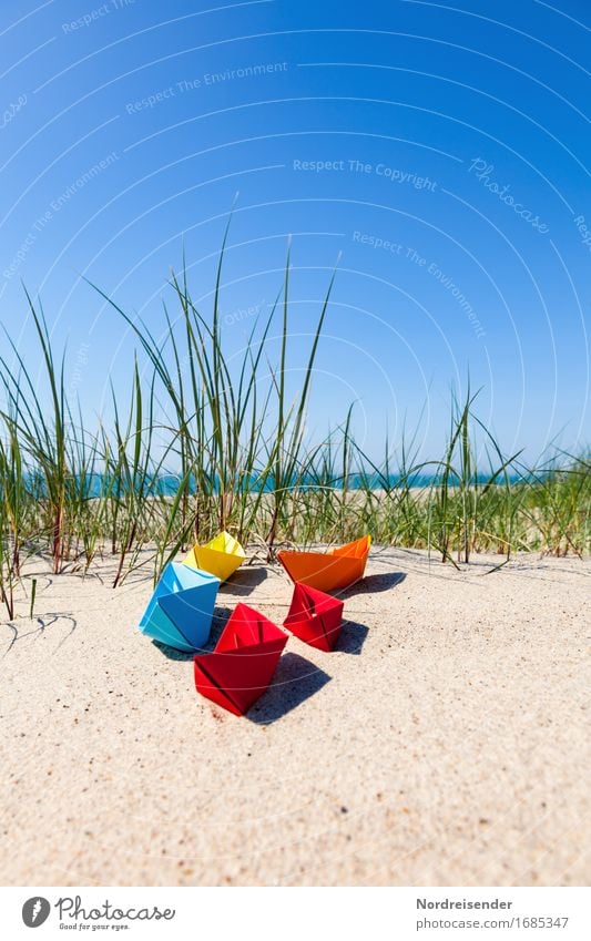 Sommerzeit Spielen Basteln Ferien & Urlaub & Reisen Sommerurlaub Strand Meer Sand Wasser Wolkenloser Himmel Sonne Schönes Wetter Gras Nordsee Ostsee Schifffahrt