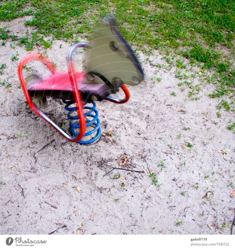 Yihaaa! Farbfoto mehrfarbig Außenaufnahme Menschenleer Textfreiraum unten Abend Bewegungsunschärfe Freizeit & Hobby Spielen Reiten Erde Park Graz Pferd