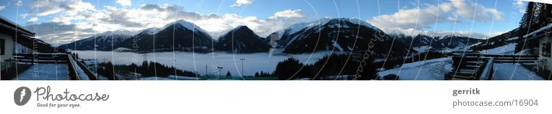 Berge Nebel Wolken Panorama (Aussicht) Berge u. Gebirge Tal Alpen Morgen groß Panorama (Bildformat)