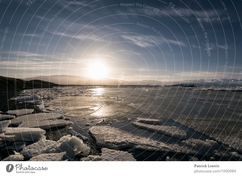 Jokulsarlon schön Leben Ferien & Urlaub & Reisen Abenteuer Sonne Insel Winter Schnee Berge u. Gebirge Umwelt Natur Landschaft Urelemente Erde Himmel Wolken