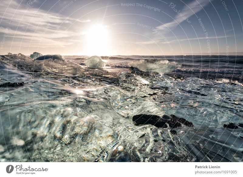 Morgens in Jökulsárlón schön Leben Ferien & Urlaub & Reisen Abenteuer Sonne Strand Meer Insel Winter Schnee Berge u. Gebirge Umwelt Natur Landschaft Urelemente