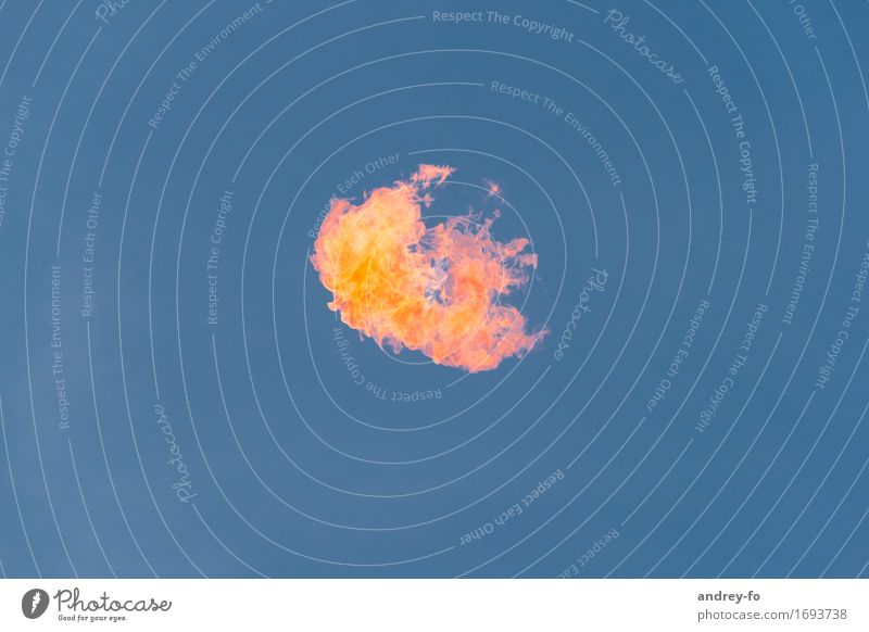 Feuer im Himmel Luft Wolkenloser Himmel Nachthimmel bedrohlich heiß Wärme blau orange rot Leidenschaft Schweben wild Brandgefahr fliegen brennen Hitzeschock