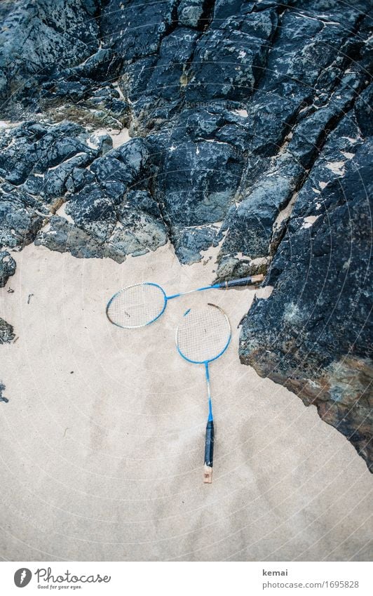 Game over Freizeit & Hobby Spielen Badminton Federball Schläger Federballschläger Ferien & Urlaub & Reisen Sommerurlaub Strand Natur Felsen Sandstrand liegen