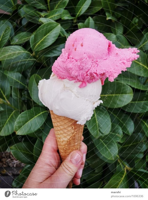 ice ice baby Lebensmittel Ernährung Essen Stimmung Eis Speiseeis kalt Sommer Erfrischung Kalorienreich Erdbeereis sommerlich lecker geschmackvoll Eiswaffel