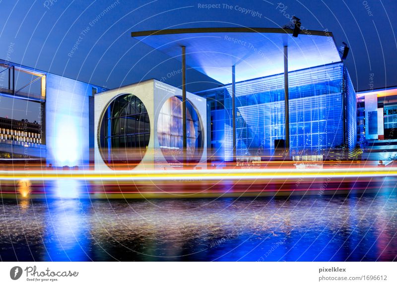 Kanzleramt bei Nacht Tourismus Sightseeing Städtereise Berlin Deutschland Europa Stadt Hauptstadt Stadtzentrum Gebäude Architektur Sehenswürdigkeit modern neu