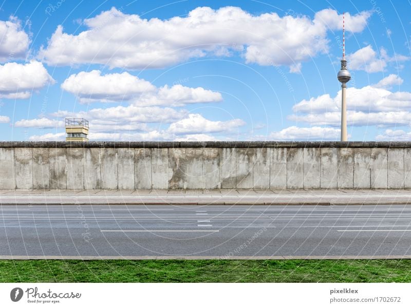 Berliner Mauer Deutschland Stadt Hauptstadt Stadtzentrum Turm Bauwerk Wand Sehenswürdigkeit Wahrzeichen Denkmal Berliner Fernsehturm Straße Stein Beton alt