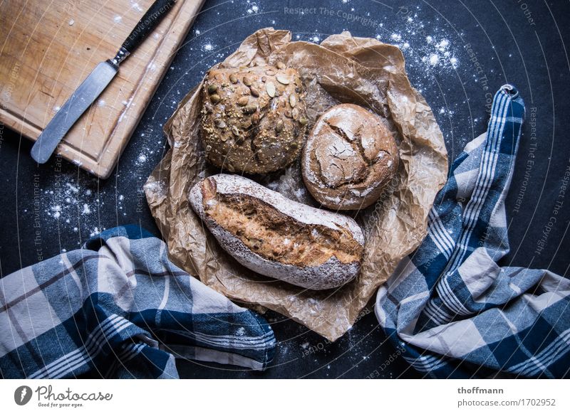 Brotzeit Abendessen backen Bäcker Bäckerei Baguette Schneidebrett Brötchen buttermesser Ernährung Frühstück Jutesack kaffeesack Korn Leinen Mahlzeit Mehl Messer