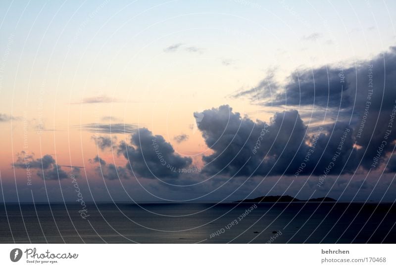 pastellig Farbfoto Außenaufnahme Menschenleer Sonnenaufgang Sonnenuntergang Ferien & Urlaub & Reisen Tourismus Ferne Freiheit Sommerurlaub Strand Meer Insel