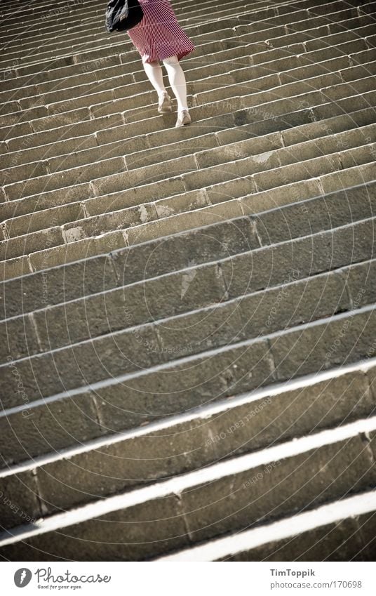 The only way is up, baby! Außenaufnahme feminin Junge Frau Jugendliche Erwachsene Beine Wade 18-30 Jahre Treppe dünn schön steigend aufwärts oben hoch