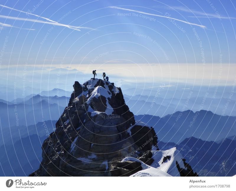 Top of swiss Klettern Bergsteigen Bergsteiger Umwelt Natur Landschaft Schönes Wetter Schnee Hügel Felsen Alpen Berge u. Gebirge Monte Rosa Dufourspitze Gipfel