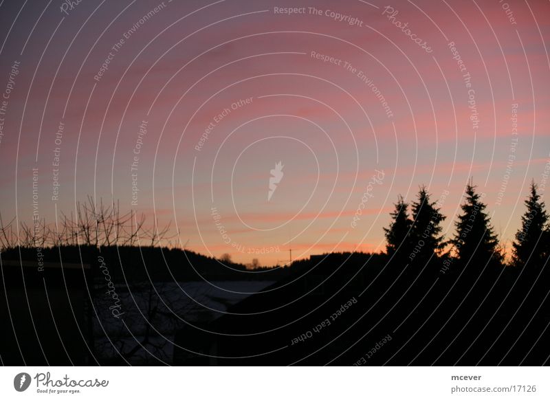 Sonnenuntergang rot rosa Silhouette Berge u. Gebirge Himmel blau