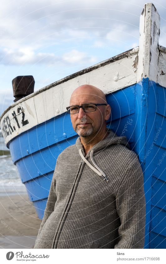 HER 12 Ferien & Urlaub & Reisen Tourismus Strand Meer Mensch maskulin Erwachsene Senior Leben 45-60 Jahre Sand Luft Wasser Himmel Wolken Küste Ostsee Insel