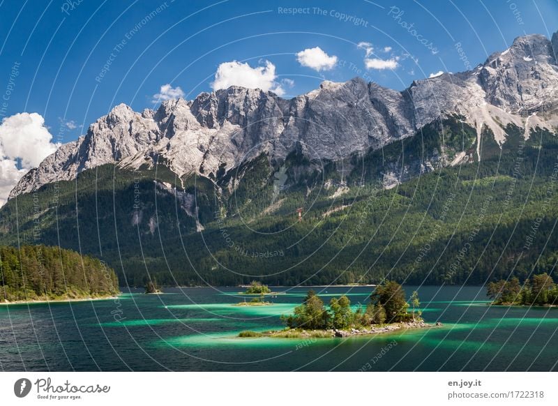 Traumlandschaft Ferien & Urlaub & Reisen Ausflug Sommer Sommerurlaub Berge u. Gebirge Natur Landschaft Himmel Schönes Wetter Wald Felsen Alpen Zugspitze Insel