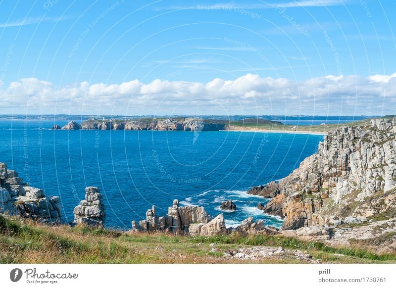 Pointe de Pen-Hir in Brittany Sommer Meer Landschaft Wasser Felsen Küste Stein authentisch pointe de penhir Bretagne Finistere Frankreich Gesteinsformationen