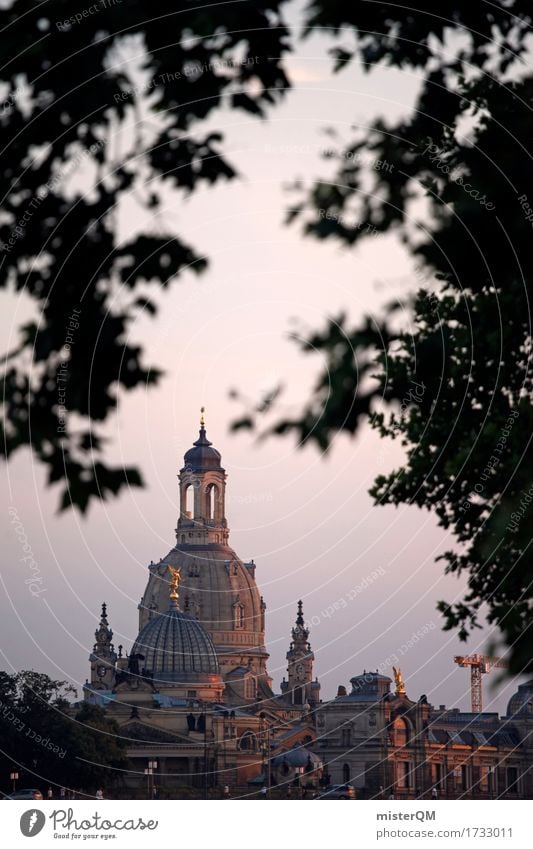 Verträumtes Dresden. Kunst ästhetisch Frauenkirche Kirche Silhouette Sachsen Pegida Altstadt Hauptstadt Religion & Glaube Kirchturm Sehenswürdigkeit Farbfoto