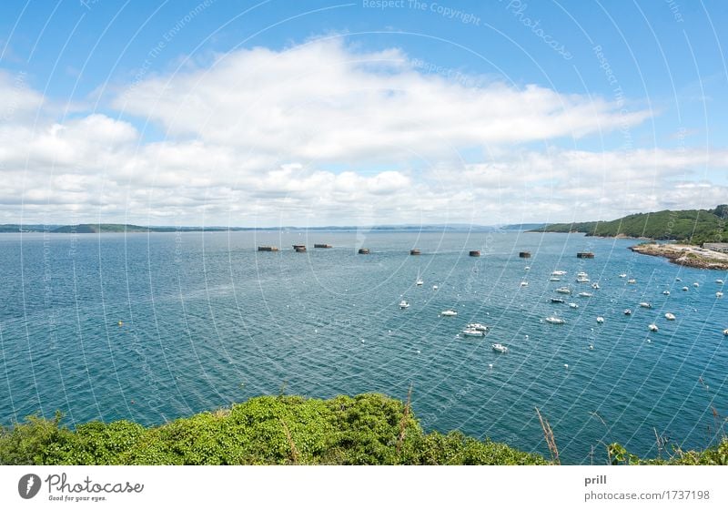 Roadstead of Brest Sommer Meer Landschaft Pflanze Wasser Wolken Sträucher Küste Bucht Hafen Wasserfahrzeug Ferien & Urlaub & Reisen bucht von brest reede