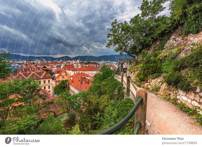 Graz Schlossberg Wohlgefühl Zufriedenheit Erholung ruhig Ferien & Urlaub & Reisen Sommer Sommerurlaub Umwelt Natur Landschaft Herbst Schönes Wetter Pflanze Baum